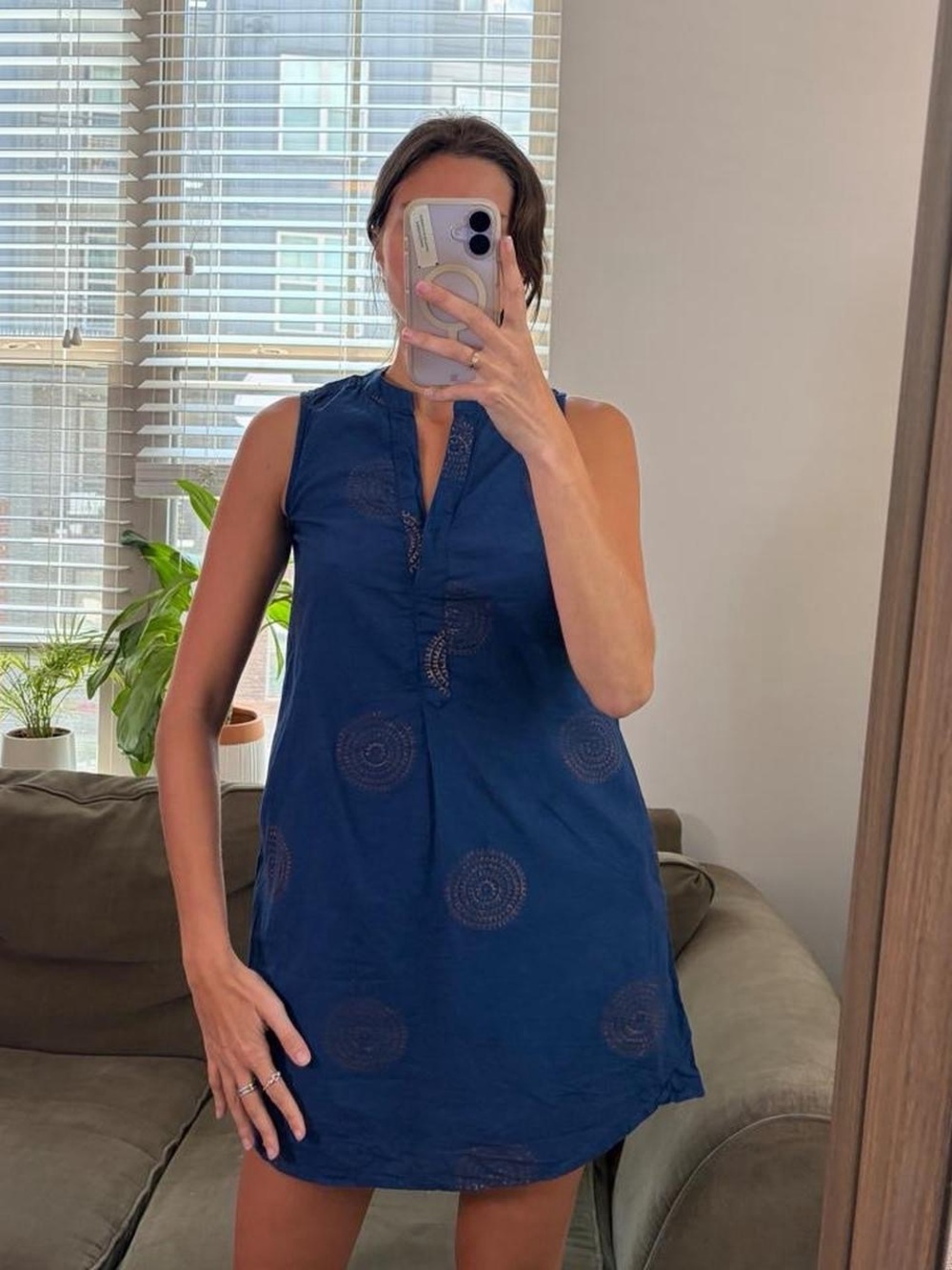 Oliphant blue sleeveless mini dress